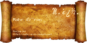 Mahr Áron névjegykártya