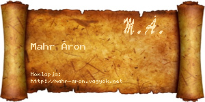 Mahr Áron névjegykártya